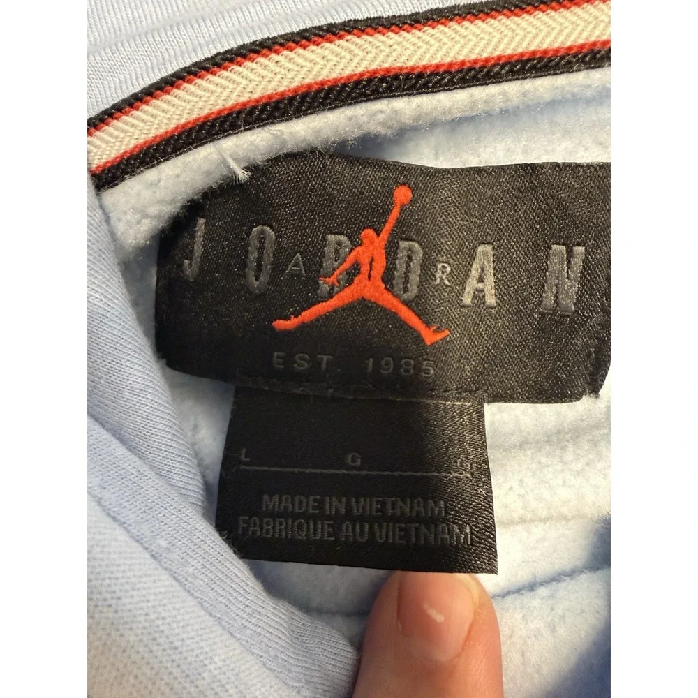 Nike Jordan Essentials Ice Blue Sail Men Fleece Pullover Hoodie Size Large AOP‎